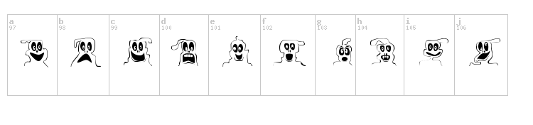 FE 10 Lil Ghosts font map